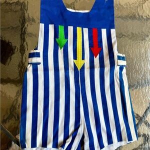 Vintage Handmade Striped Blue and White JonJon with Colorful Arrows